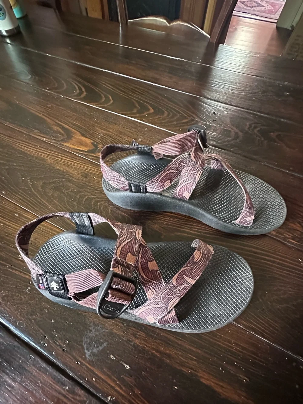 Chaco x Huckberry Men's Brown Mushroom Patterned Strap Sandals with Gray Footbed